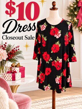 Bobbie Brooks Fun & Flirty Floral Stretch Dress